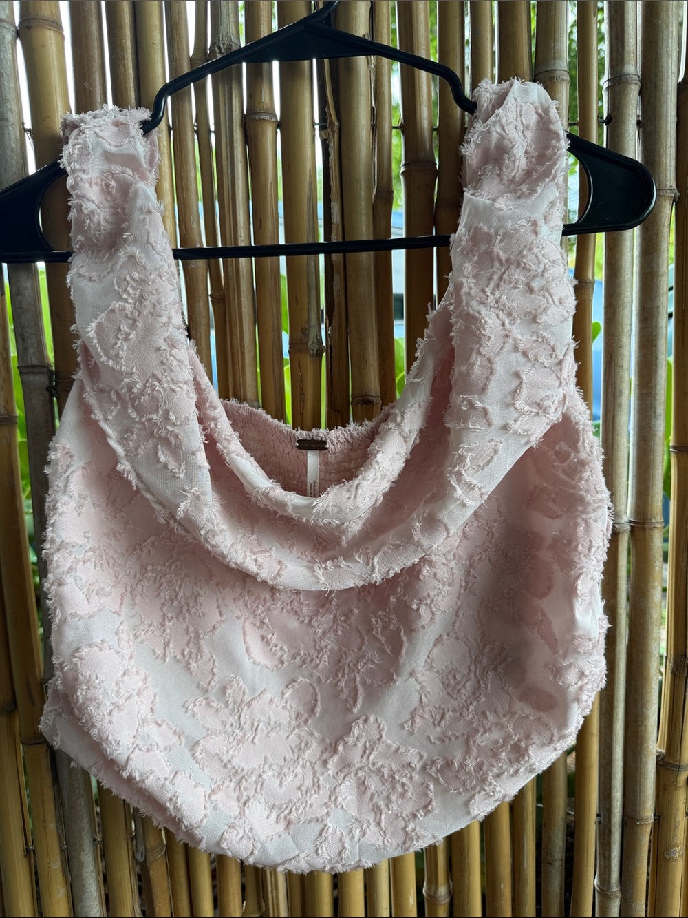 Free People Blush Pink Textured Cowl Chemise